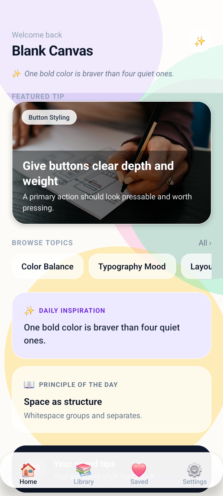 Blank Canvas Guide home screen